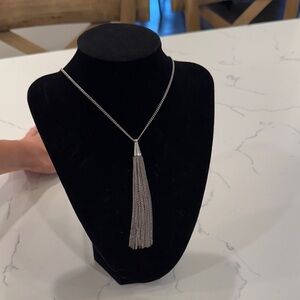 LOFT silver pendant tassel necklace